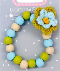 blau/grün, Holz-Armband mit Blume beautiful Stars