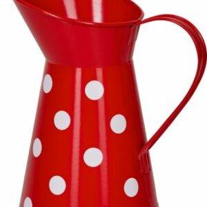 Blumenkrug Fröhliche Tupfen, rot mit weißen Punkten, aus Metall