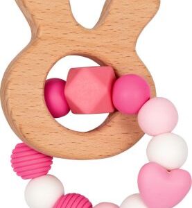 Silikon-Holz-Beißring, rosa - BabyGlück