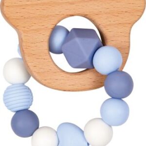 Silikon-Holz-Beißring, hellblau - BabyGlück