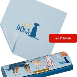 Brillenetui mit Putztuch Hunde - I love cats & dogs