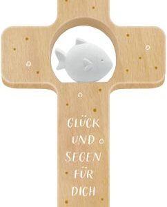 Holzkreuz - Glück und Segen für dich (Fisch)