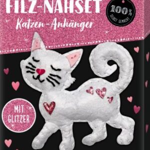 Filz-Nähset: Katzen-Anhänger (weiß) - 100% selbst gemacht