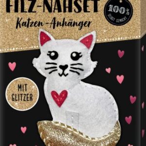 Filz-Nähset: Katzen-Anhänger (gold) - 100% selbst gemacht